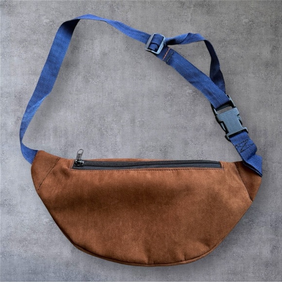 Boho Suede Fanny Pack with Colorful Floral Embroidery - Picture 2 of 5